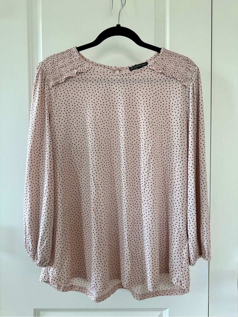 Adrianna Papell Blush Pink Polka Dot Long-Sleeve Blouse